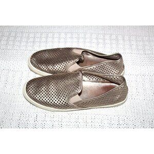 Tory Burch Leather women Sneakers Bronze metallic Shoes Laser cut Size 10?